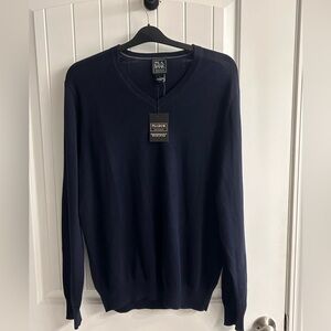 Jos. A. Bank Traveler V-Neck Sweater | 100% Pima Cotton | Navy | L | NWT